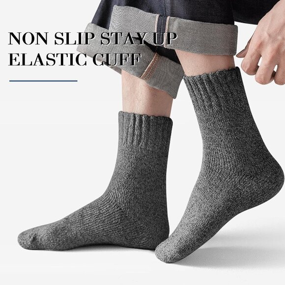 5 Pairs Wool Socks Mens, Thick Warm Winter Soft Hiking & Casual Crew Socks - Picture 5 of 6